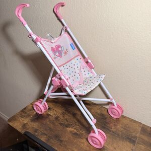 Hauck Love Pink Heart Polka Dot Kids Toy Umbrella Stroller 18” Doll Accessory